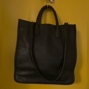 J. CREW - Black Pleather Tote w/ Shoulder Strap - Office - Elegant